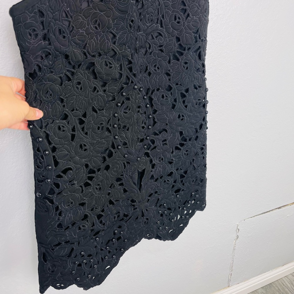 Manoush Black Roses Lace Pearl Mini Dress - Picture 4 of 9